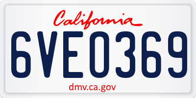 CA license plate 6VEO369