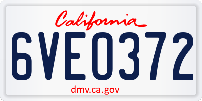 CA license plate 6VEO372