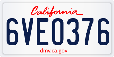 CA license plate 6VEO376