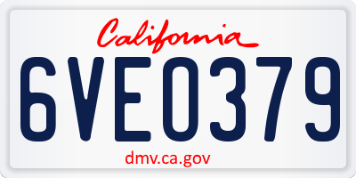 CA license plate 6VEO379