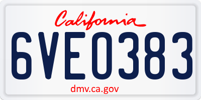 CA license plate 6VEO383