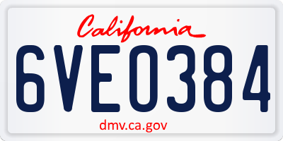 CA license plate 6VEO384