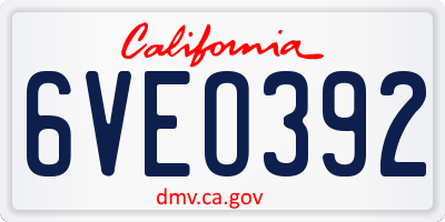 CA license plate 6VEO392