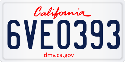 CA license plate 6VEO393