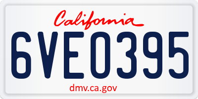 CA license plate 6VEO395