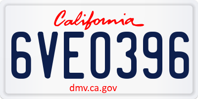 CA license plate 6VEO396