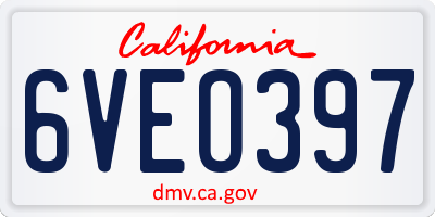 CA license plate 6VEO397