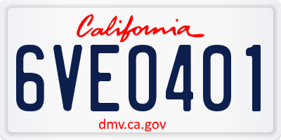 CA license plate 6VEO401