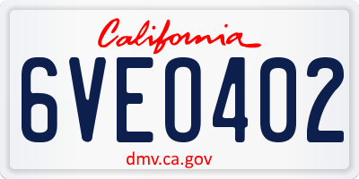 CA license plate 6VEO402