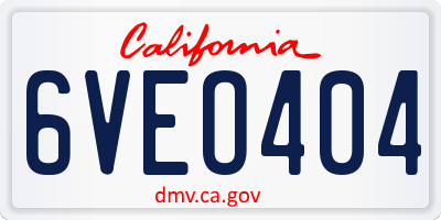 CA license plate 6VEO404