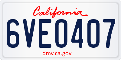 CA license plate 6VEO407