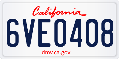 CA license plate 6VEO408