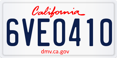 CA license plate 6VEO410