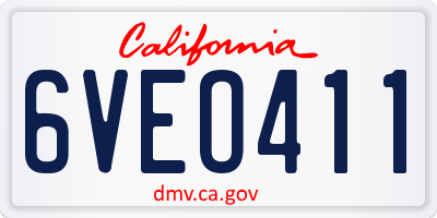 CA license plate 6VEO411