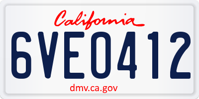 CA license plate 6VEO412