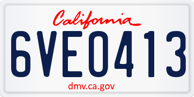 CA license plate 6VEO413