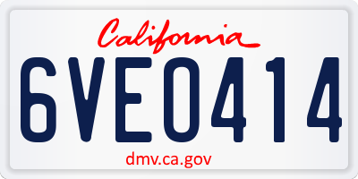 CA license plate 6VEO414
