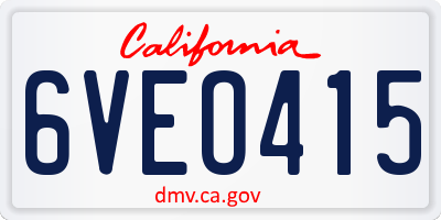 CA license plate 6VEO415