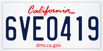 CA license plate 6VEO419