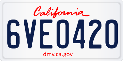 CA license plate 6VEO420