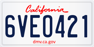 CA license plate 6VEO421