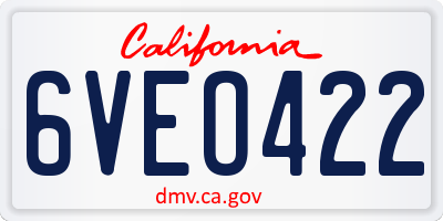 CA license plate 6VEO422