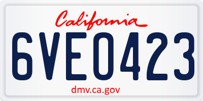 CA license plate 6VEO423