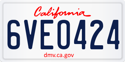 CA license plate 6VEO424