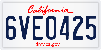 CA license plate 6VEO425