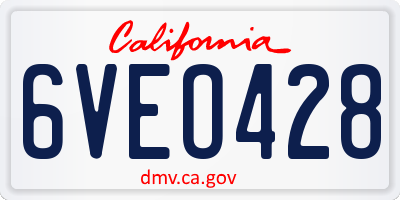 CA license plate 6VEO428