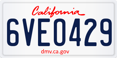 CA license plate 6VEO429