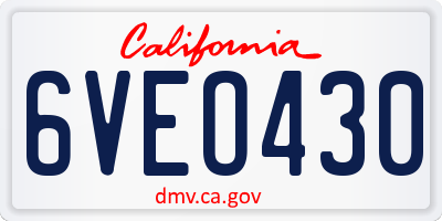 CA license plate 6VEO430