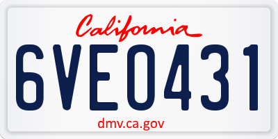 CA license plate 6VEO431