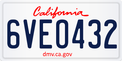 CA license plate 6VEO432