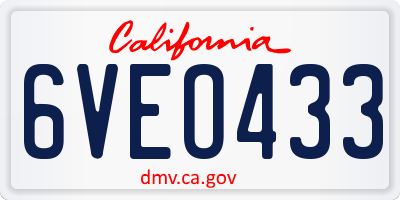 CA license plate 6VEO433
