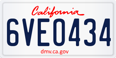 CA license plate 6VEO434