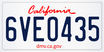 CA license plate 6VEO435
