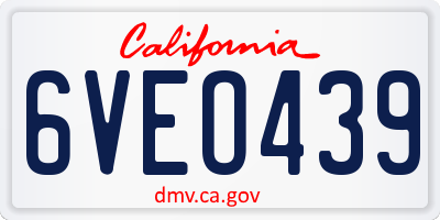 CA license plate 6VEO439