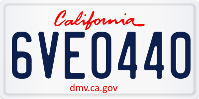 CA license plate 6VEO440