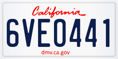 CA license plate 6VEO441