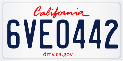 CA license plate 6VEO442
