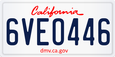 CA license plate 6VEO446
