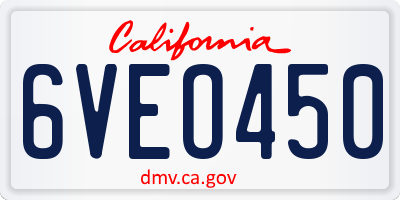CA license plate 6VEO450