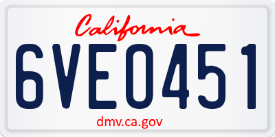 CA license plate 6VEO451