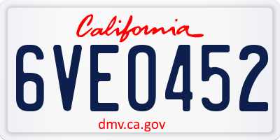 CA license plate 6VEO452