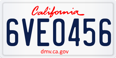 CA license plate 6VEO456