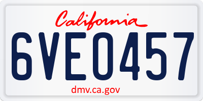 CA license plate 6VEO457
