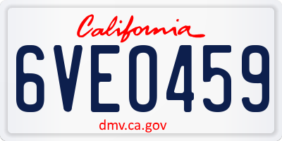 CA license plate 6VEO459