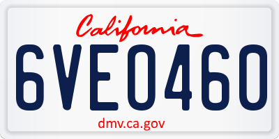 CA license plate 6VEO460