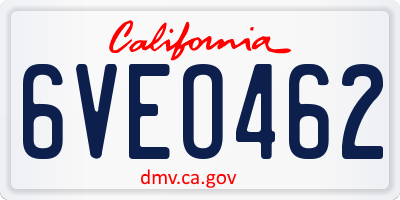 CA license plate 6VEO462